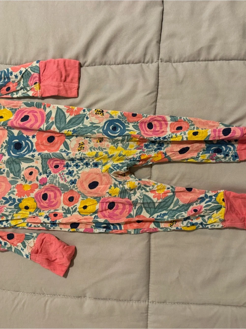 Little Sleepies Coral Trim Floral Zip Footie Pajamas